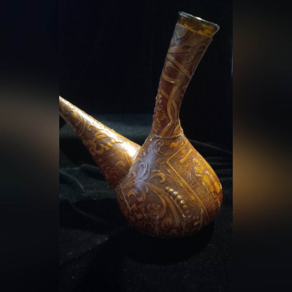 Rare Find Antique German Glass Leather. Masters Leather Work.